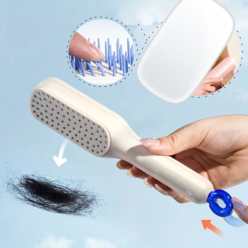 Self-Cleaning Telescopic Hair Brush Ð easy push release design for quick hair removal and smooth everyday styling