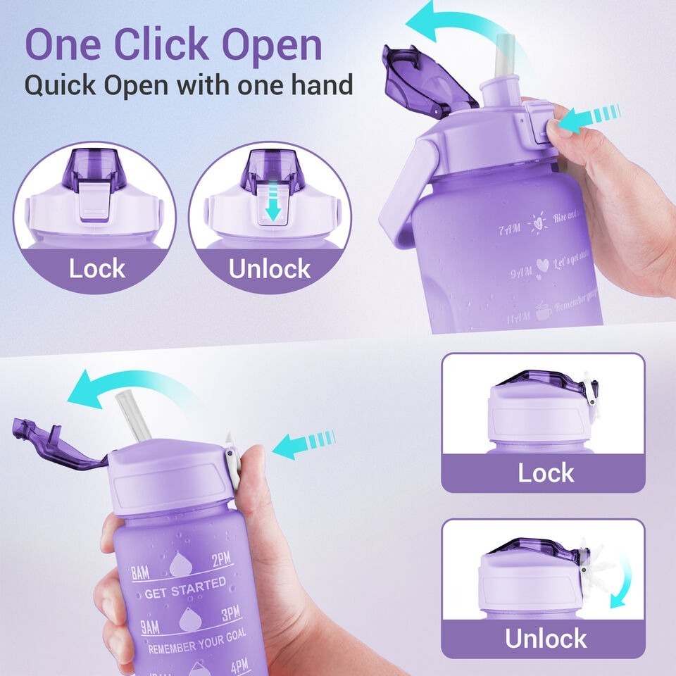 3-piece sports water bottle set with flip-top lids, leak-proof design, ideal for gym, travel, and daily hydration.