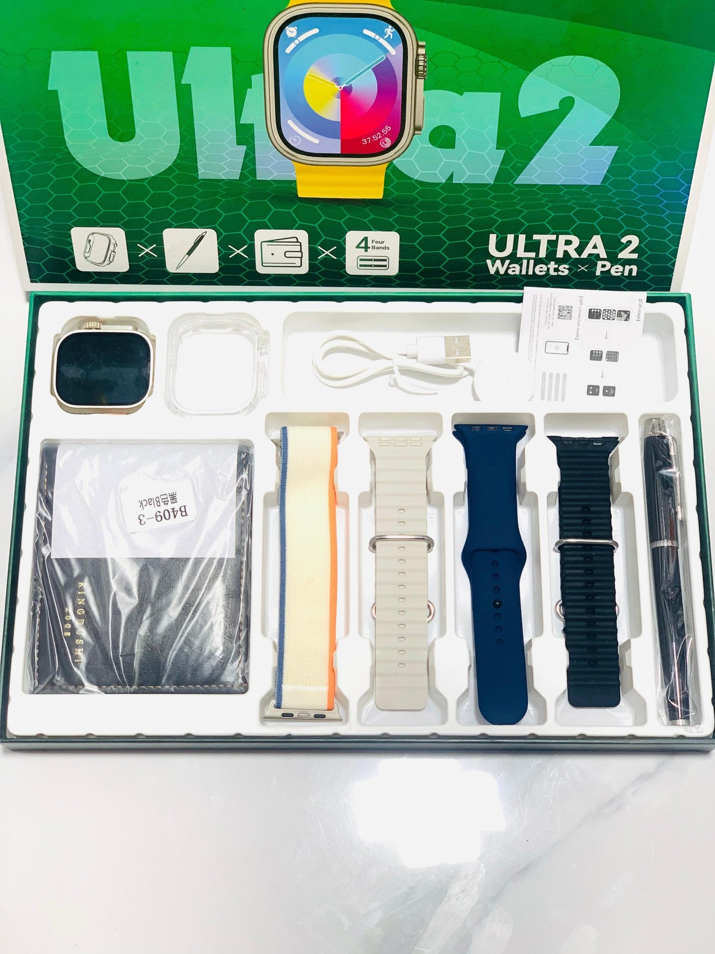 Ultra 2 Model S200 smartwatch with full touch HD display, 4 straps, wallet feature and protective cover for daily wear