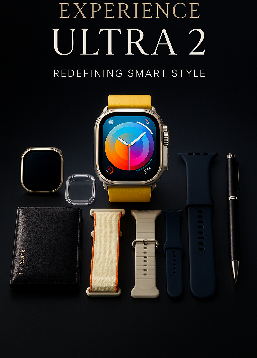 Ultra 2 Model S200 smartwatch with full touch HD display, 4 straps, wallet feature and protective cover for daily wear
