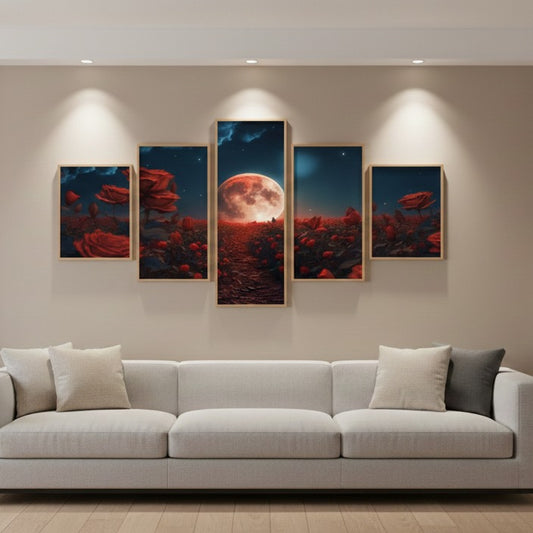 5PCS wooden sticky wall frames, 16x40 inch ready layout, peel & stick, modern nail-free design for photos, artwork, or dŽcor