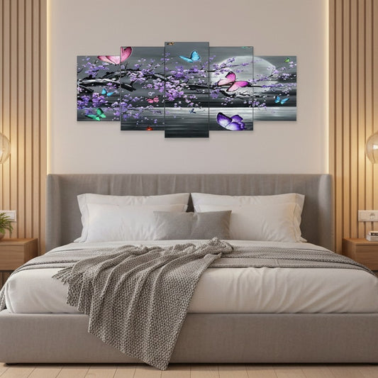 Wooden Sticky Wall Frames Set of 5 – 16x40 Inch Ready Size | Decorative Wall Tiles with Strong Adhesive Tape for Home & Office Decor