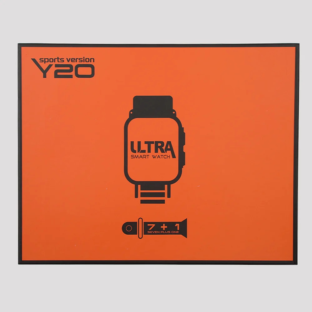 Y20 Ultra sports smartwatch with 49mm HD display, 7+1 straps, fitness tracking and smart notifications for men
