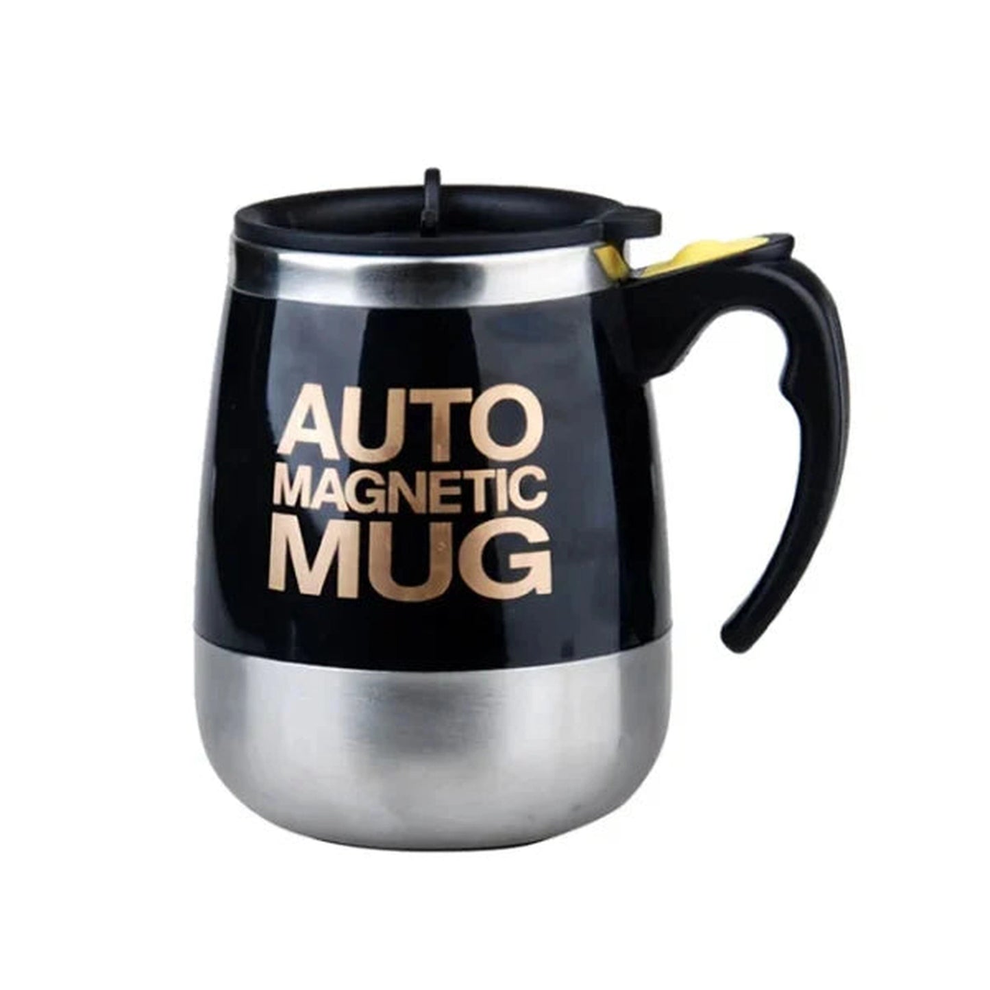 Automatic Self-Stirring Magnetic Mug - 400ml (Black) | Button Activated | Stainless Steel | Battery Operated for Home & Office