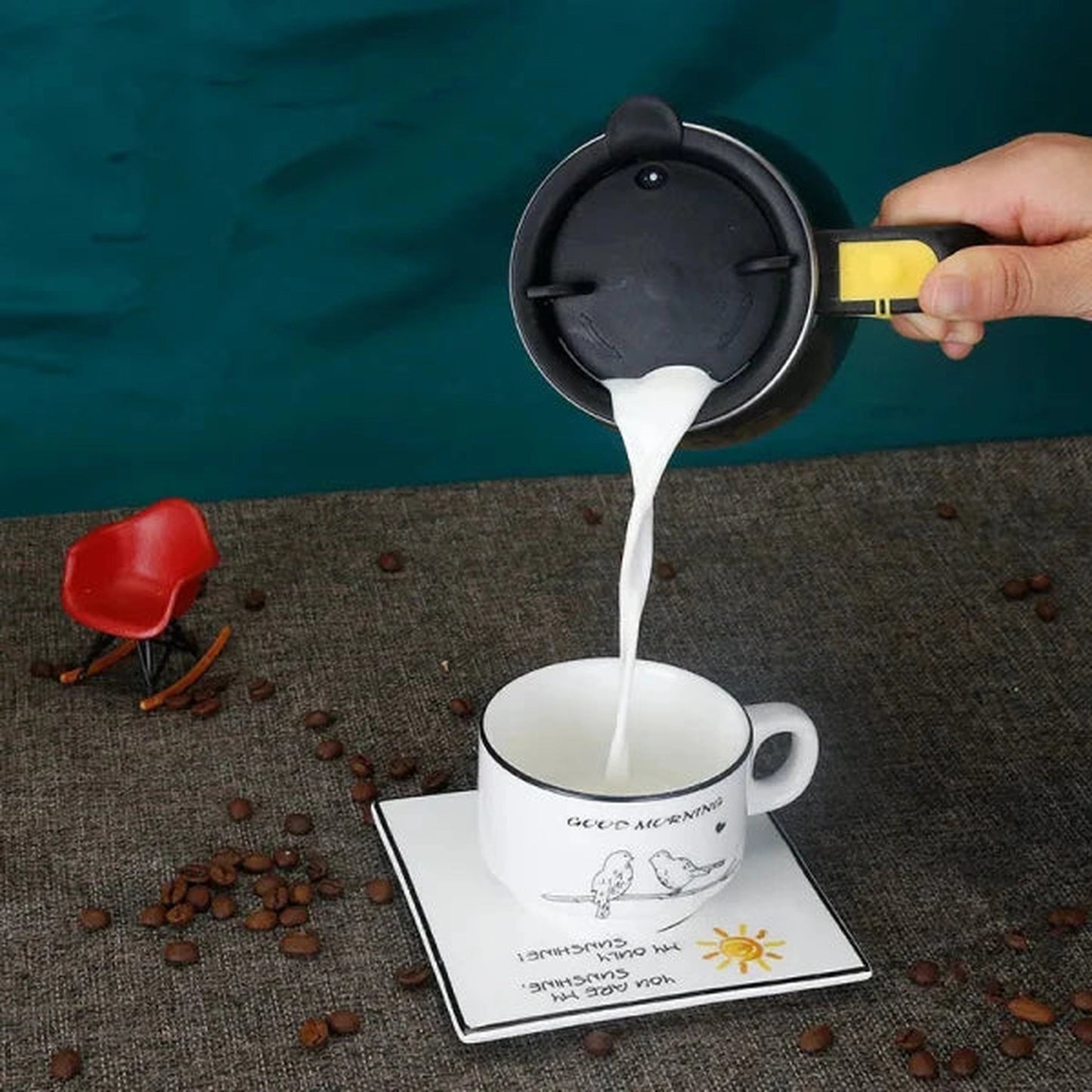 Automatic Self-Stirring Magnetic Mug - 400ml (Black) | Button Activated | Stainless Steel | Battery Operated for Home & Office