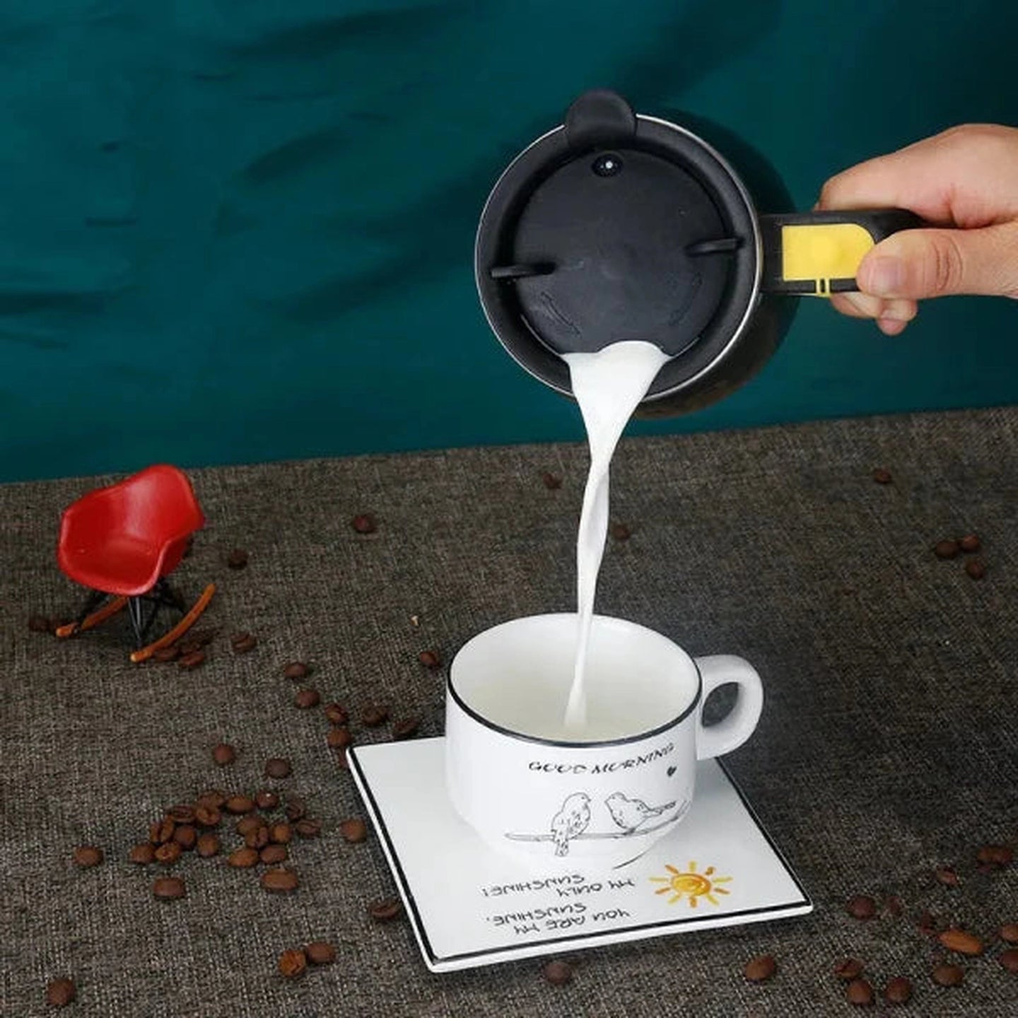 Automatic Self-Stirring Magnetic Mug - 400ml (Black) | Button Activated | Stainless Steel | Battery Operated for Home & Office