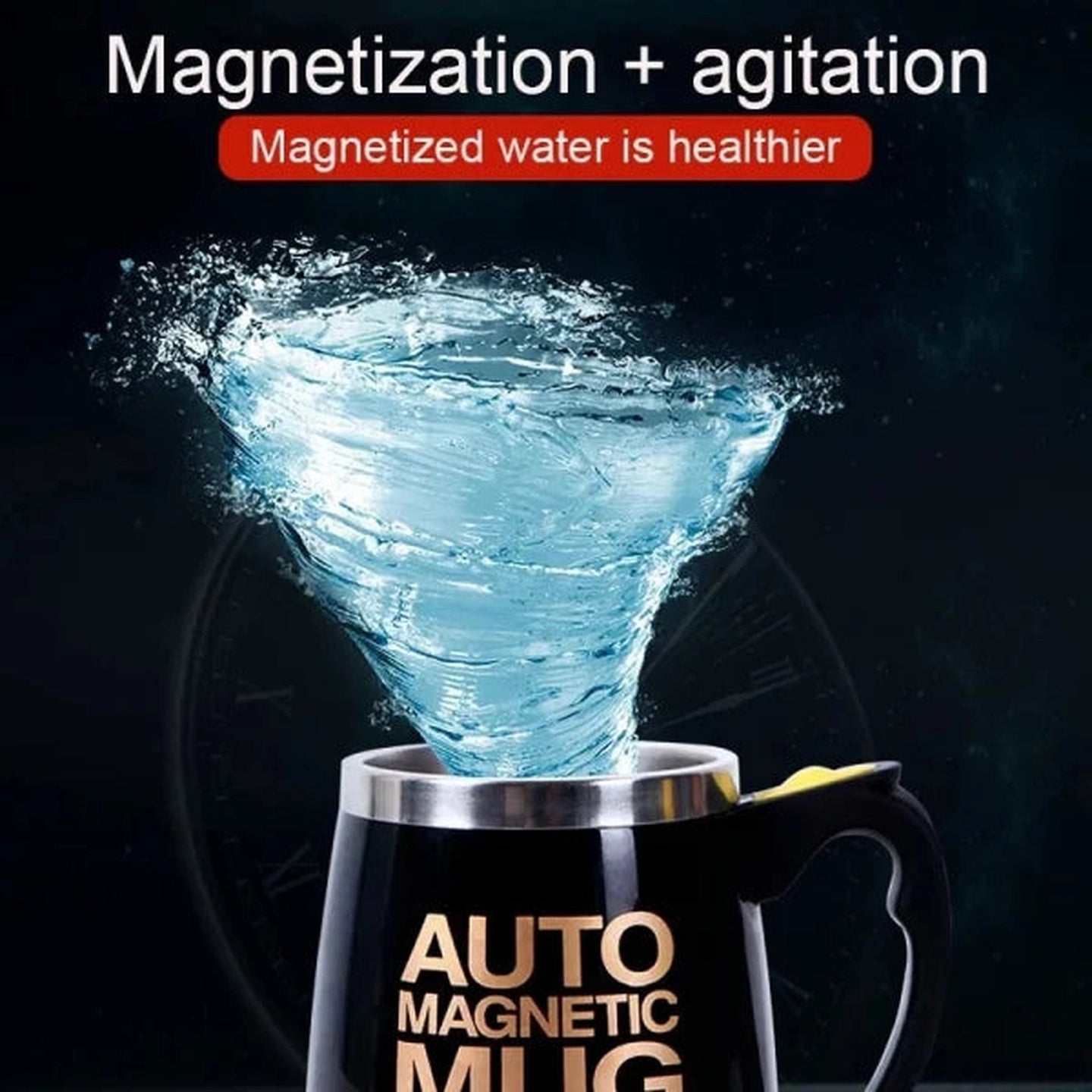 Automatic Self-Stirring Magnetic Mug - 400ml (Black) | Button Activated | Stainless Steel | Battery Operated for Home & Office