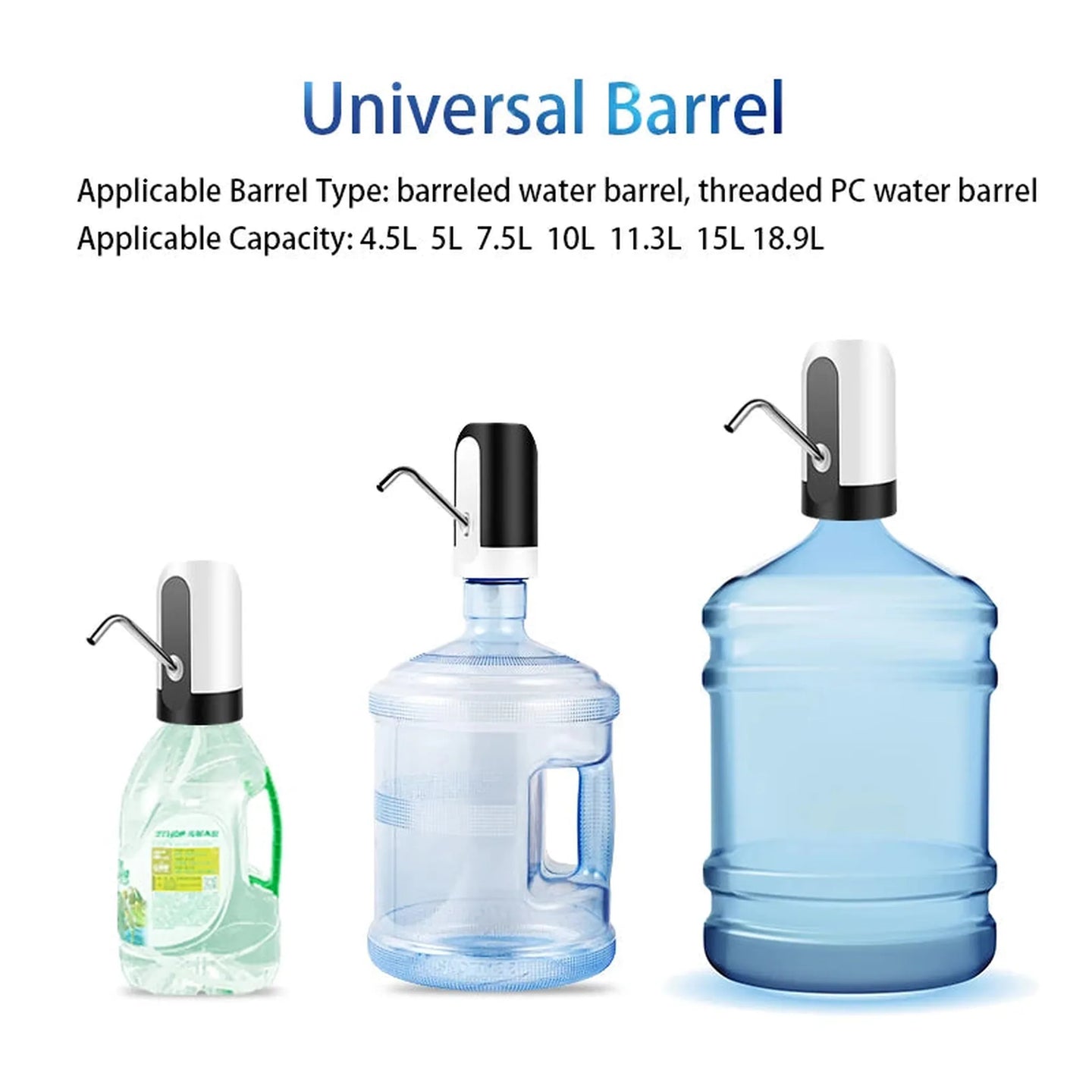 Automatic wireless water dispenser pump with electric suction for easy dispensing from large water bottles at home or office