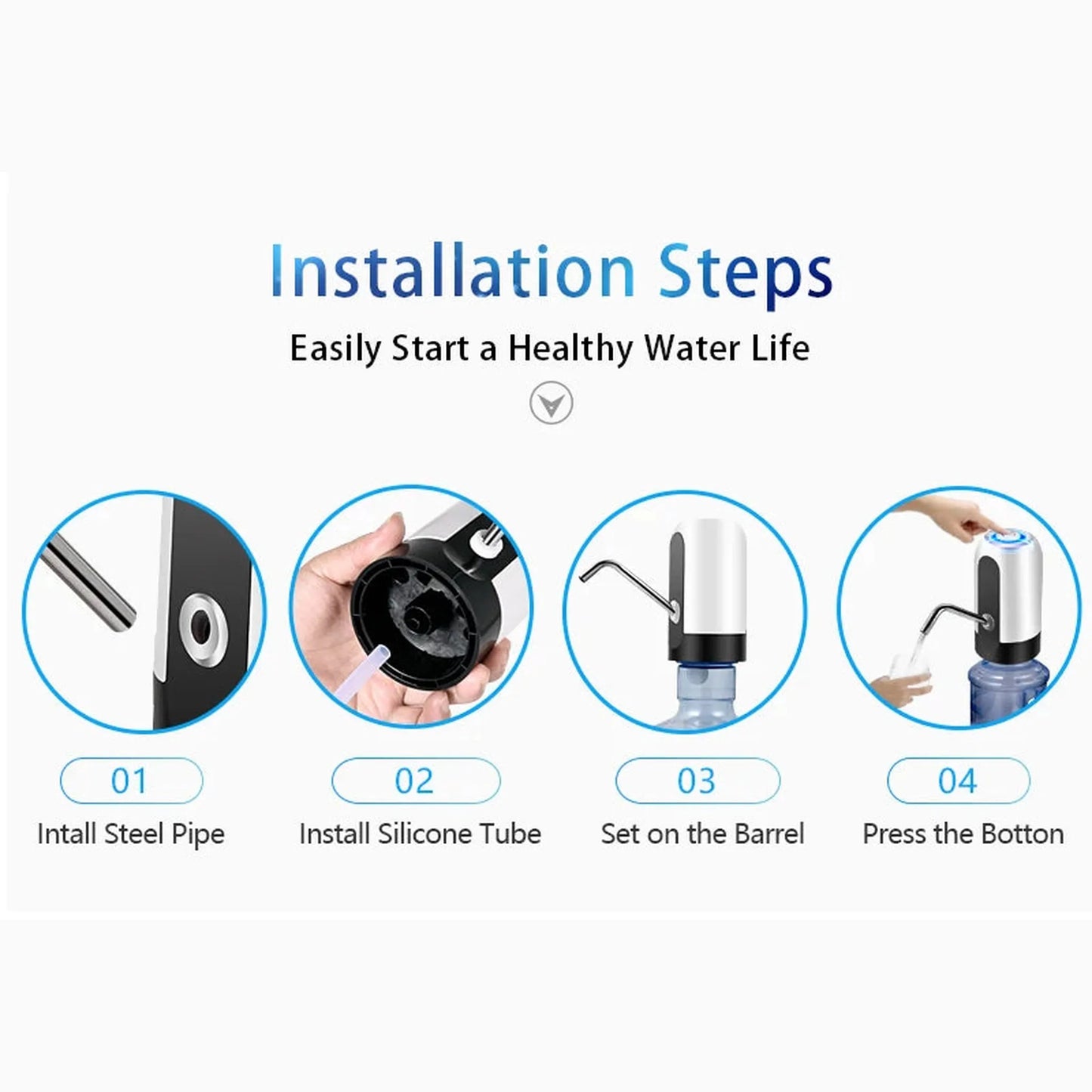 Automatic wireless water dispenser pump with electric suction for easy dispensing from large water bottles at home or office