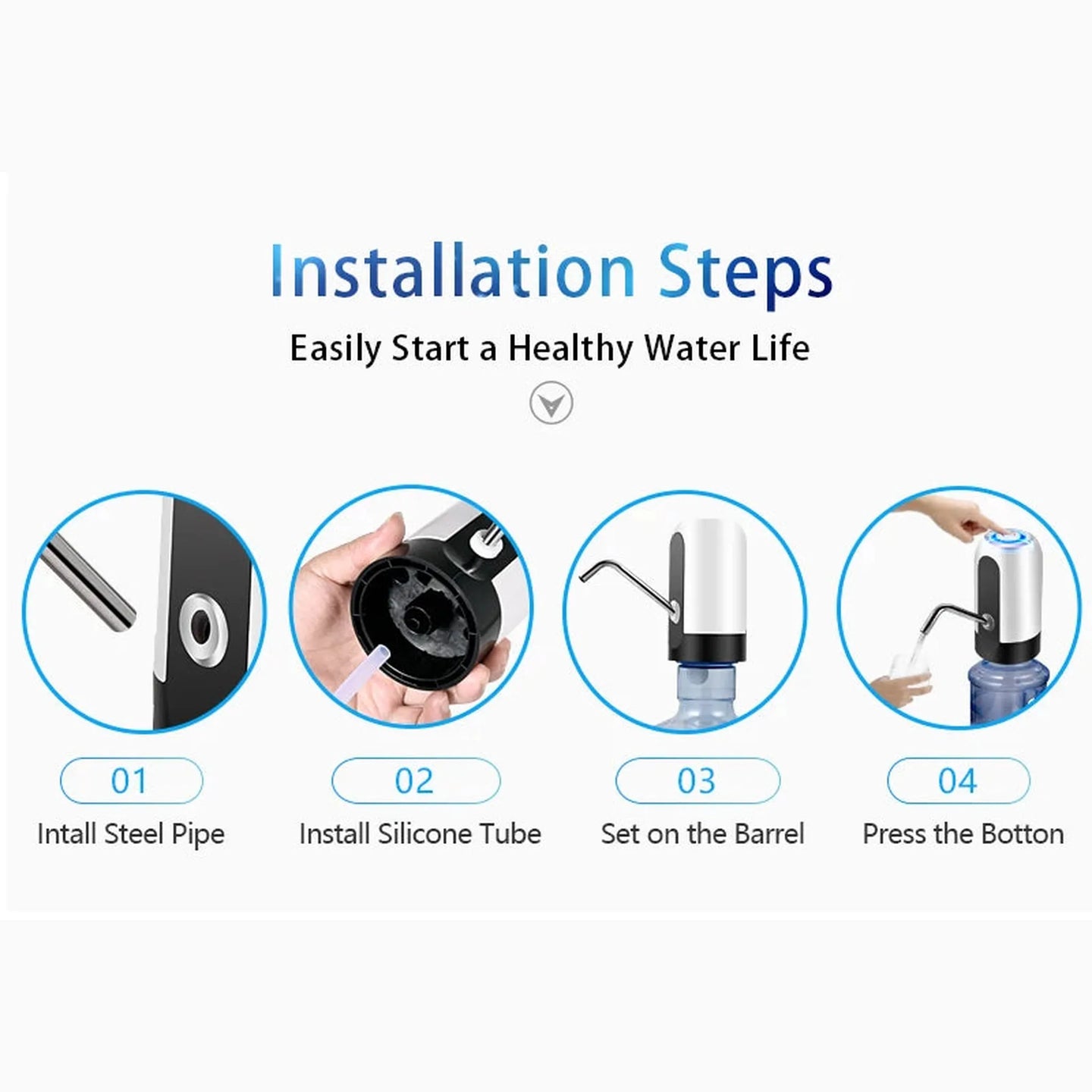 Automatic wireless water dispenser pump with electric suction for easy dispensing from large water bottles at home or office