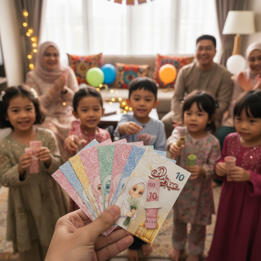 Pack of 10 Eidi cards with assorted festive Eid designs, compact 2.7x3.7 inch mini envelopes ideal for gifting cash on Eid