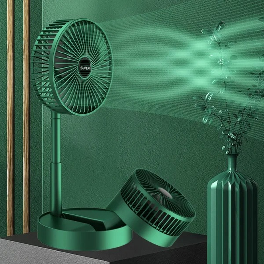 Folding Telescopic Floor Fan Silent & Adjustable | USB Rechargeable Desktop Fan for Home, Office, Bedroom & School  (Random Color)