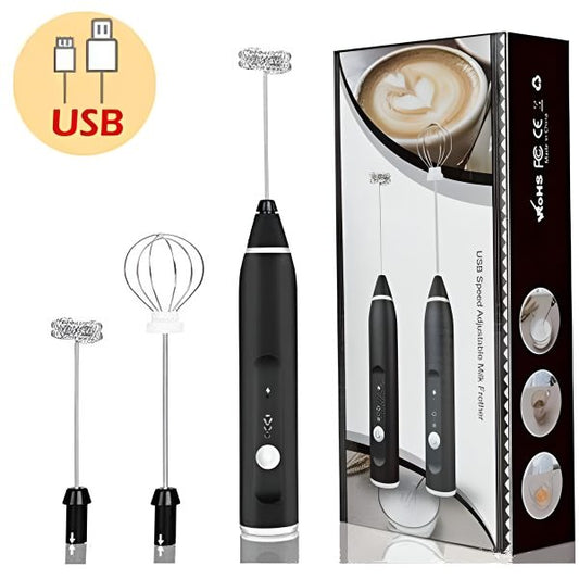 USB Rechargeable Handheld Electric Milk Frother & Egg Beater – Perfect for Coffee | Random Color