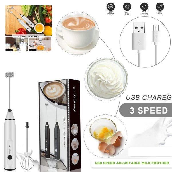 USB Rechargeable Handheld Electric Milk Frother & Egg Beater – Perfect for Coffee | Random Color