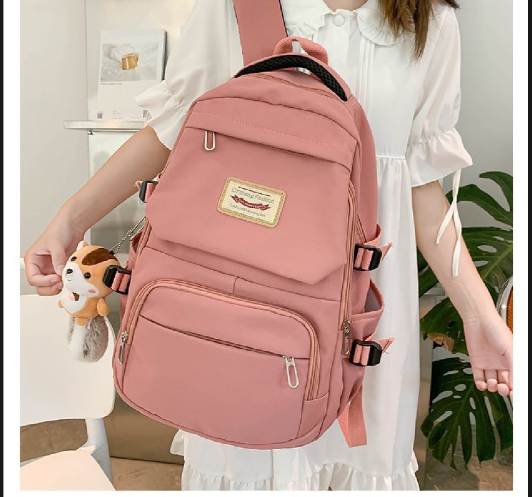 Korean style school backpack for girls with large capacity, durable nylon material, multiple compartments, ideal for laptop and daily use