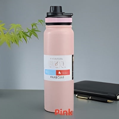 800ml Double Wall Insulated Stainless Steel Water Bottle – Hot & Cold Vacuum Flask, Leak-Proof Travel Bottle (Random Color)