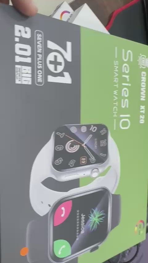 CROWN XT20 Series I0 Smart Watch 7+1 Combo 2.01in HD display, Bluetooth calling, 7 straps, stylish smartwatch for daily use