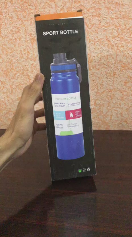 800ml Double Wall Insulated Stainless Steel Water Bottle – Hot & Cold Vacuum Flask, Leak-Proof Travel Bottle (Random Color)