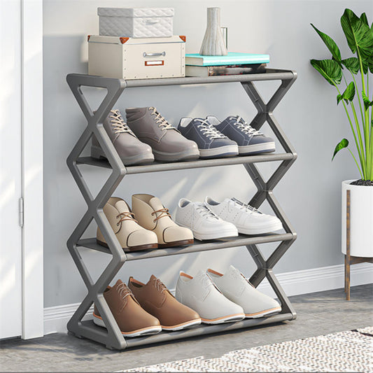 Sleek 4-tier shoe rack, streamlined and versatile storage solution for organizing footwear neatly at home or entryways.