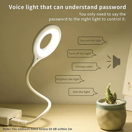 USB voice-activated light with flexible gooseneck, smart control for laptop, ideal for bedroom, kitchen, nursery or outdoor
